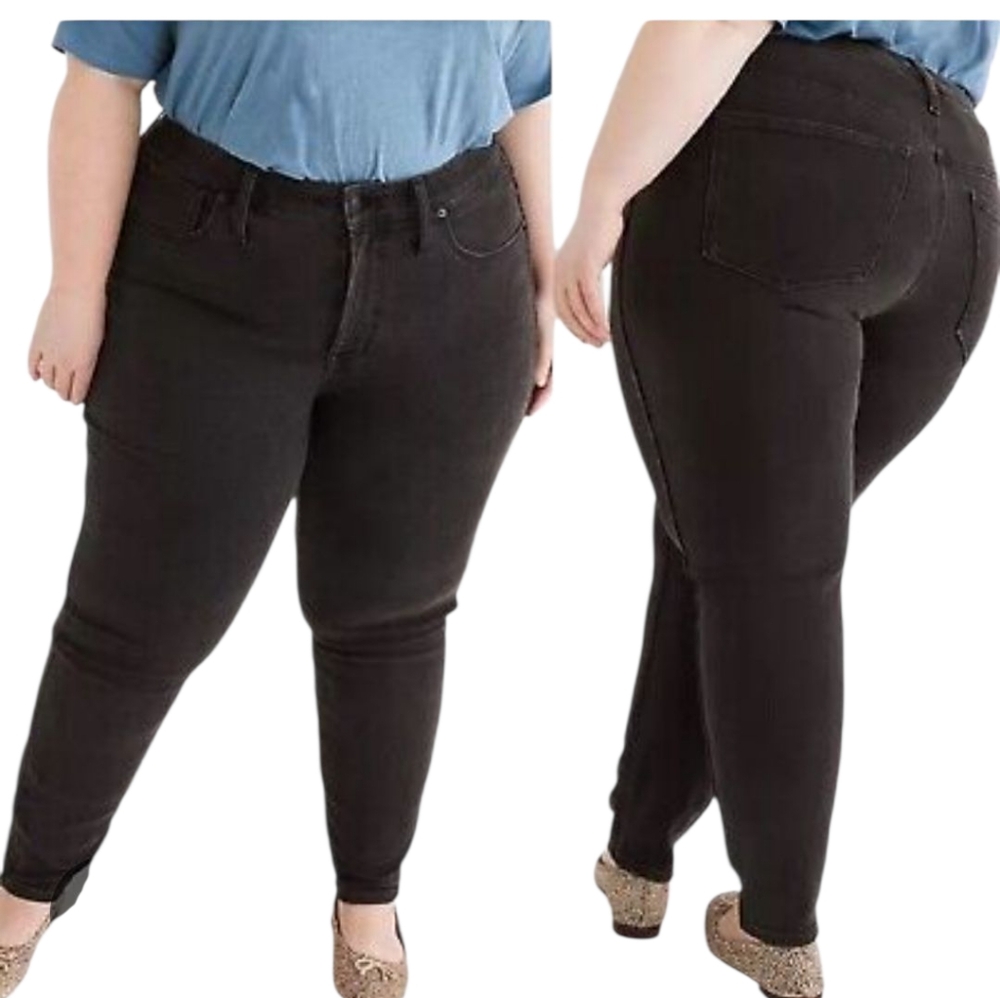 NWT Madewell Plus 10"High Rise "Hold You In Denim Black Skinny Jeans 28W